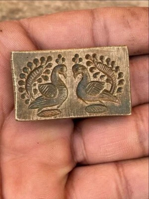 Antique Bronze Hand Carved Peacock Figure Pendant Beautiful Jewelry Mold Die - Image 1 of 4