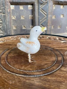 Vintage alte Handarbeit Holz weiß kleiner Vogel Deko Figur Statue - Bild 1 von 8