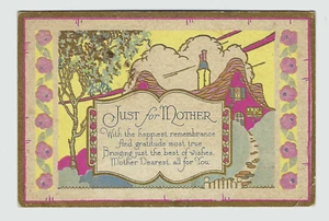 JUST FOR MOTHER -coloured blank card c1930s? - Picture 1 of 2