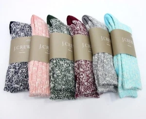 J Crew Womens & Mens Camp Socks One Size Cotton Blend SIX Colors Warm Winter - Picture 1 of 15