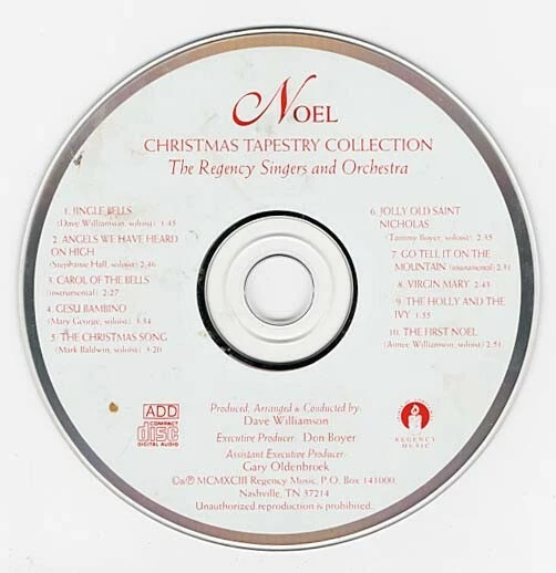 Noel ~ The Regency Singers And Orchestra ~ Classical ~ CD ~ Acceptable Foto 1 de 1