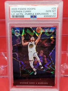 2020-21 Hoops Stephen Curry Purple Explosion Lights Camera Action #26 PSA 10 GEM - Picture 1 of 4