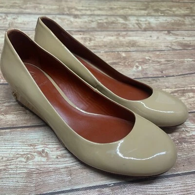 Tory Burch Annelise Round Toe 1.5" Low Wedge Heels Nude Patent Leather Size 9.5M - Image 1 of 4