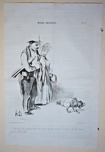 Original Honore DAUMIER lithograph, Le Charivari, mid 1800s, 14" x 9 1/4" - 004 - Picture 1 of 1