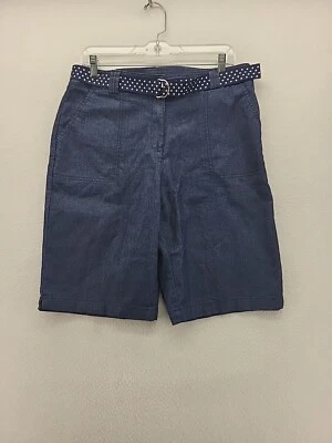 Pantalones Cortos Mujer Ciervo Blanco 12 Azul Denim Elastizados Bermudas Midi Mamá Caminar tiro Alto  Foto 1 de 4