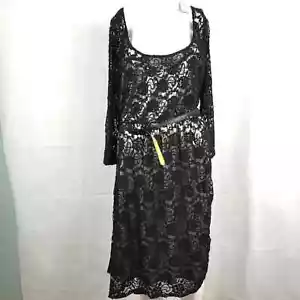 Torrid Mujer Negro Marfil Encaje Mangas Largas Cinturón Vaina Vestido Talla 0 12 Grande Nuevo con Etiquetas - Imagen 1 de 12