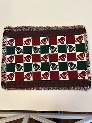 Christmas Bells Tapestry Placemats ~ Lot of 4 ~ 13” X 18” ~ 1/2” Fringe - Image 1 of 4
