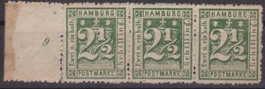 == AD Hamburg Mi. 14 II tres tiras sin usar, gato aprox. 850 € == - Imagen 1 de 2