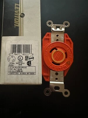 Leviton - Isolated Ground Twist-Lock Receptacle - 20A/125V #2310-IG - Image 1 of 4