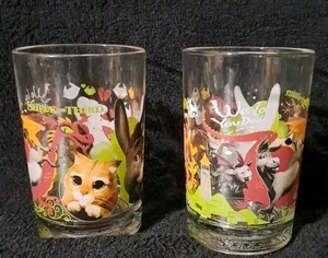 VINTAGE DREAMWORKS MCDONALD'S 2007 SHREK THE THIRD GLASS 5" TALL SET OF 2 - Picture 1 of 7