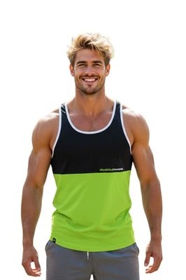 Regata masculina MP Musclepharm verde/preta fitness musculação treino tamanho G - Imagem 1 de 2