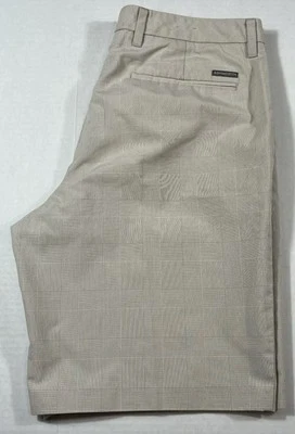 Ashworth Men's Casual Flat Front Golf or Walking Short Beige Taupe Plaid Sz 34 - Image 1 of 4