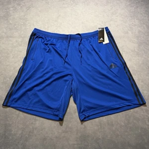 Adidas Shorts Mens 3XL Aeroready Primeblue 3 Stripe Zip Pocket NEW - Picture 1 of 12