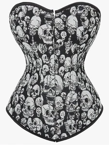 Gothic Totenkopf Korsett Set mit passender Unterwäsche 6XL schwarz sexy - Bild 1 von 5