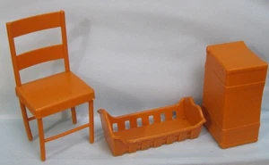 VTG Orange Chair toy box Crib 1973 Sunshine Family Doll Nursery Baby Sits Krissy - Picture 1 of 2