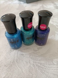 X3 Nail Polish Bundle Metallic And Shimmery Blue, Green & Purple Nail Varnish - Picture 1 of 2