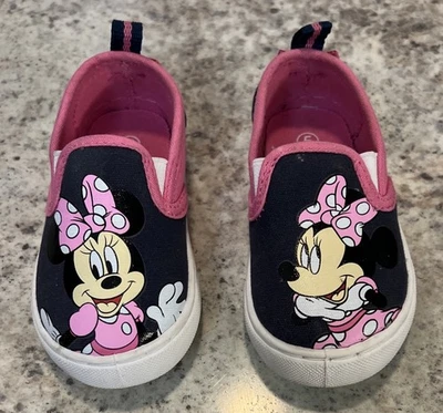 Zapatos sin cordones negros/rosados Disney Minnie Mouse para niños, talla 5 Foto 1 de 4