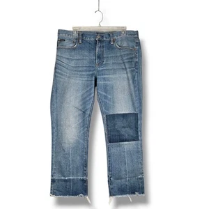 Mens Polo Ralph Lauren Size 32 Waverly Straight Crop Jean Distressed Patchwork - Picture 1 of 15