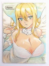 Hand Painted Altered Art Magic The Gathering MTG Plains Card Angel Girl