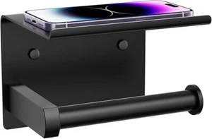 Tindbea Toilet Paper Holder with Phone Shelf Adhesive or Screw Wall Mount Toi... - Picture 1 of 2