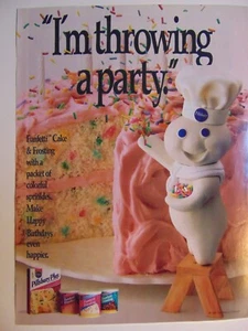 1990 PILLSBURY DOUGH BOY I'M THROWING A PARTY vintage print ad - Picture 1 of 1