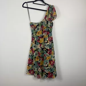 Yeojin bae collab women's dress silk one shoulder ruffle knee length Size 6 - Picture 1 of 10