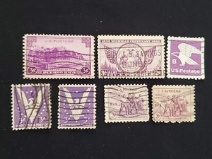 Lot (7) Vintage 1932 1935 United States 3 Cent Stamps WIN WAR RICO MICHIGAN NRA - Picture 1 of 5