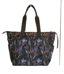 Aimee Kestenberg Black Zipper Tote Bag Midnight Orchid Print Travel Weekend Bag - Bild 1 von 8