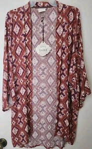 Knox Rose Gr. M/L rosa offen Kimono Strickjacke Bohemian Rautenmuster Neu mit Etikett - Bild 1 von 4