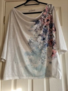 George White Flower Embellished Top Plus Size 24 - Picture 1 of 6