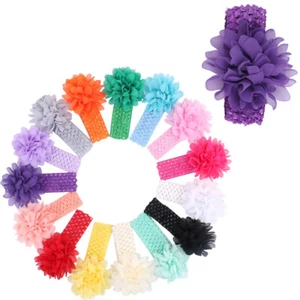 12Pcs Kids Colorful Chiffon Flower Headband Hair Bands Lovely Headwear Hair - Picture 1 of 11