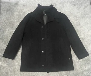 Hugo Boss Cox Overcoat Cashmere Wool Full Zip Button Up Smart Black Size XL - Picture 1 of 14
