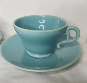 Franciscan Ware 4 Coffee Tea Cups and 4 Saucers El Patio Turquoise Aqua Vintage - Bild 1 von 6
