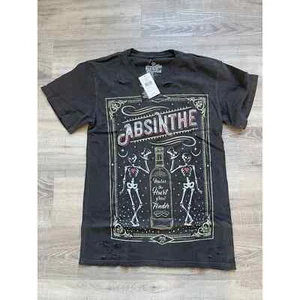 Goodie Two Sleeves Women's Espresso Distressed Graphic Absinthe T-Shirt Tee - XS - Picture 1 of 5