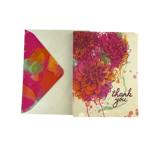 Tarjetas de agradecimiento de compendio modernas florales rosa oscuro naranja dalia tinta de soja - Imagen 1 de 4