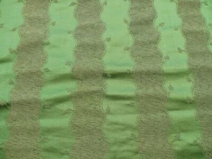 BY YARD SCALAMANDRE LEAVES STRIPE GW GREEN SILK DAMASK REVERSIBLE MSRP USD216/Y - Picture 1 of 8