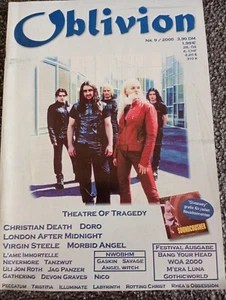 Oblivion #9 2000 Metal Magazine Theatre Of Tragedy Christian Death Morbid Angel - Picture 1 of 12