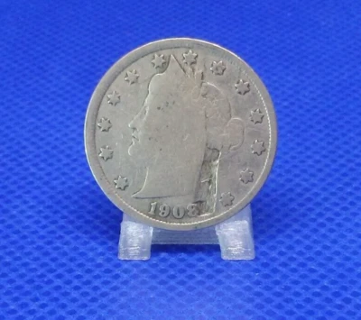 1908 Liberty V Nickel 5c - Obverse Lamination Error - Image 1 of 2