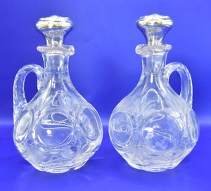Antique TIFFANY & CO Sterling Silver ABP Cut Cameo Intaglio Glass Cruet Bottles - Picture 1 of 9
