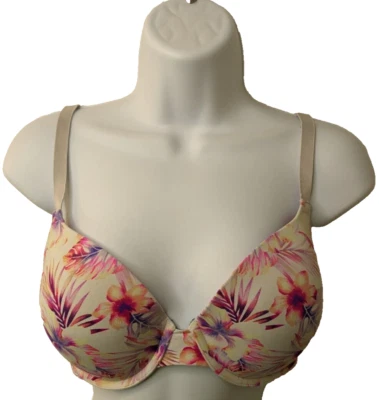 Pink, Wear Everywhere T-shirt Bra, floral pattern, size 34DD - Image 1 of 4