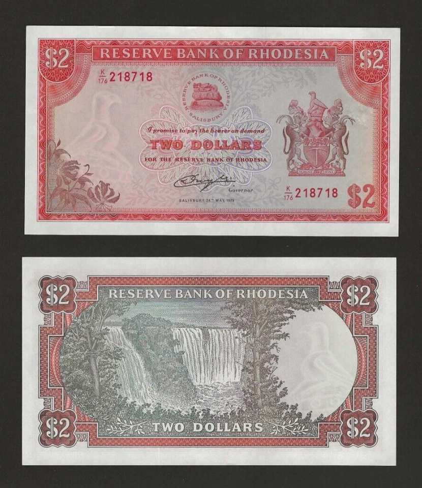 RHODESIA $2 Dollars 1979, P-39b, Original AU a/UNC, Rare Final Date 24 May 1979. - Image 1 of 1