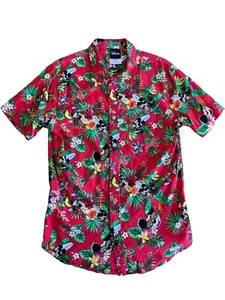 DISNEY Mickey Minnie Tabla de Surf Hawaiana Ukelele Rojo Botón Camisa Pequeña - Imagen 1 de 6