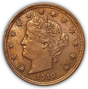 1910 Rainbow Toning Liberty Head V Nickel Almost Uncirculated AU+ Coin #21212 - Picture 1 of 3
