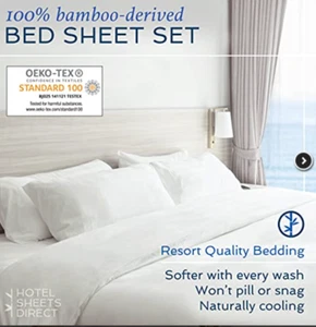 Hotel Sheets Direct 100% Bamboo Sheets C-King Size Sheet and Pillowcase Set,Grey - Picture 1 of 9