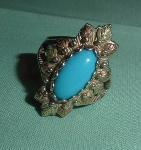 Vintage Coleman Co. Black Hills Gold Sterling Silver Ring with Turquoise - Picture 1 of 5
