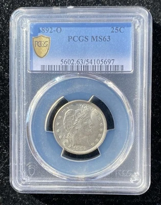 1892-O 25c Barber Quarter PCGS MS 63 - Image 1 of 2