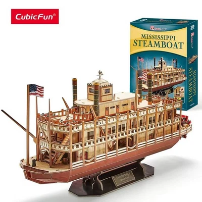 3D Puzzle Vessel Ship Models Toys Building Kits Mississippi Steamboat Gifts - Image 1 of 4