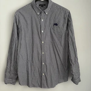 Port Authority Navy Blue Gingham Buffalo Button Down Shirt Size XL Long Sleeve - Picture 1 of 8