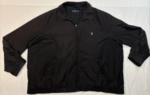 Vintage Polo Ralph Lauren Jacket Mens 3XG Big Black Plaid Lined Harrington Prep - Picture 1 of 13