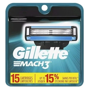 Gillette Mach3 Herren Rasierklingen Nachfüllpack Gleitstreifen 15 Kartuschen - Bild 1 von 1